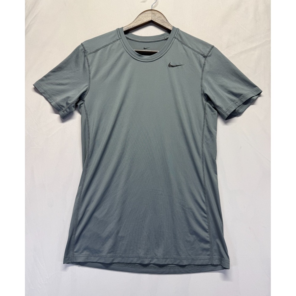 Nike Dri Fit Fitted T Shirt Unisex Small Smoke Gray Stretch Workout Gym Training